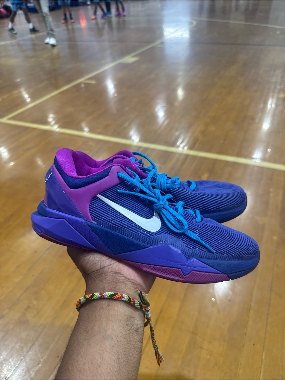 Nike Kobe 7 Grade School Purple & Blue Basketball Sneakers with White Swoosh